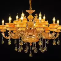 欧式玉石吊灯天然黄龙玉灯具客厅卧室餐厅别墅复式楼大气奢华灯饰