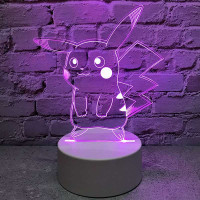 皮卡丘台灯遥控创意3d可爱小夜灯学生卧室床头儿童房睡眠生日礼物