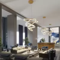 吊灯客厅灯现代简约复式楼大厅灯轻奢餐厅吊灯具别墅北欧创意