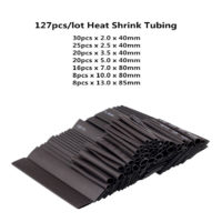 热缩管绝缘套管家用电工接线电缆电线数据线热收缩管阻燃|[袋装]127个黑色热缩管