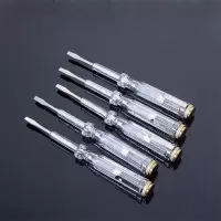 厂家直销测电笔一字螺丝刀接触式带夹测电笔电工电笔家用试电笔|10支装 铜帽一字头加十字头带夹电笔