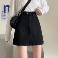 伊努特2021夏季韩版大码胖mm黑色高腰牛仔半身裙女学生显瘦A字包臀短裙