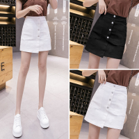 伊努特短裙女春夏季2021年新款时尚高腰a字白色牛仔不规则包臀半身裙子