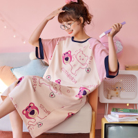 伊努特睡裙女夏季薄款纯棉短袖2021新款韩版春秋家居服可爱宽松孕妇睡衣