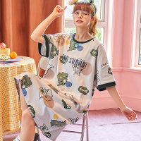 伊努特纯棉睡裙女夏季短袖薄款2021新款韩版春秋家居服可爱宽松孕妇睡衣