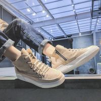 伊努特2021新款春季韩版潮流男鞋百搭休闲亚麻高帮帆布板鞋男士男生潮鞋