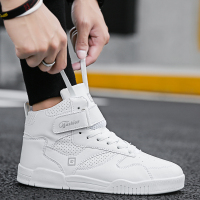 伊努特秋季男鞋透气小白鞋高帮鞋子休闲运动板鞋高邦帆布韩版潮流潮鞋男