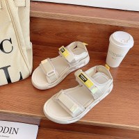 伊努特原宿风港味凉鞋女学生百搭2021年夏季新款魔术贴厚底运动沙滩凉鞋