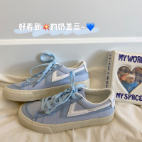 伊努特ins奶盖蓝小众帆布鞋女学生2021春季新款百搭韩版ulzzang板鞋子潮