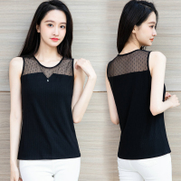 伊努特夏黑色莫代尔吊带背心女内搭上衣蕾丝性感修身外穿无袖西装打底衫
