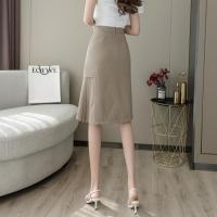 伊努特不规则一步包臀裙半身裙女夏季薄款高腰a字裙百褶裙中长款职业裙
