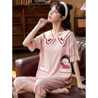 伊努特纯棉睡衣女夏季短袖七分裤家居服2021年新款公主风薄款两件套装春
