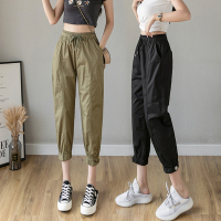 伊努特七分裤子女夏季薄款宽松束脚哈伦工装裤显瘦高腰小个子八分休闲裤