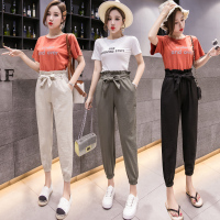 伊努特145/150cm矮小个子女装夏季高腰八分花苞裤显高25加小码xs哈伦裤