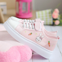 伊努特女童帆布鞋春夏季镂空网鞋中小学生百搭休闲板鞋中大童卡通布鞋子
