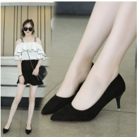 伊努特胖脚高跟鞋女正装职业女黑色细跟学生礼仪5公分7cm秋冬款工作面试
