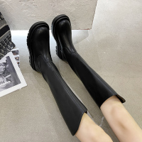 伊努特沐琹大筒围女靴高筒骑士靴2021春秋新款v口长靴粗胖腿西部牛仔长筒靴