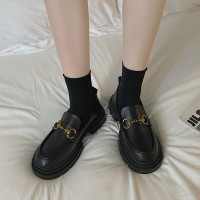伊努特小皮鞋女2021春秋新款英伦风复古百搭厚底仙女鞋温柔单鞋乐福鞋