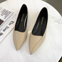 伊努特沐琹法式尖头浅口单鞋女2022年春秋新款平底女鞋百搭职业工作皮鞋子女