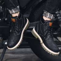 枫述2021春季新款高帮马丁靴男潮英伦风工装靴韩版百搭休闲中帮鞋皮靴