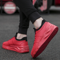 枫述2021夏季新款韩版潮流男鞋运动百搭休闲厚底板鞋红色潮鞋增高鞋男