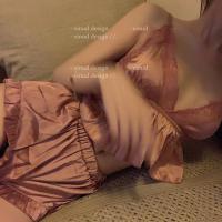 枫述「LA」宫廷风少女法式吊带睡衣夏季冰丝薄款短裤性感美背家居套装