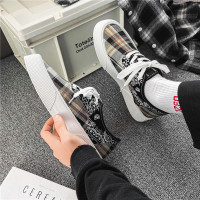 枫述ins帆布鞋男潮流百搭腰果花低帮板鞋青春潮流学生厚底增高潮鞋子