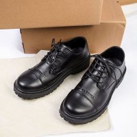 枫述厚底大头系带休闲腹黑小皮鞋男粗跟单鞋青少年帅气男鞋马丁鞋低帮