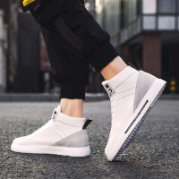 枫述2021男鞋春季新款高帮鞋男士透气小白鞋板鞋高邦百搭休闲潮鞋白鞋