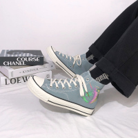 枫述春季ins高帮帆布鞋男生潮流韩版百搭反光独角兽1970s情侣高邦板鞋