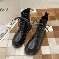 枫述白色马丁靴夏增高2021年新款机车短靴女厚底显瘦低跟辣妹法式单靴