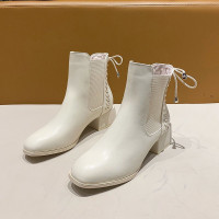 枫述马丁靴女2021年秋季气质时尚短靴粗跟裸靴休闲百搭英伦风女鞋单靴