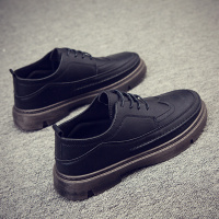 枫述男鞋2021秋季新款潮流百搭英伦风布洛克休闲皮鞋商务工作黑色潮鞋