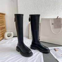 枫述复古简约2021年新款筒靴女秋款不过膝百搭休闲中筒骑士靴子潮