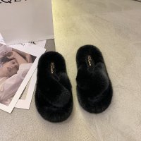 枫述蝶欣微毛毛拖鞋女外穿2021新款韩版ins潮鞋秋冬家用家居棉拖鞋子