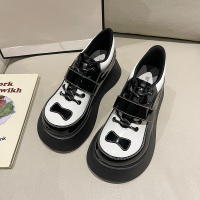 枫述蝶欣微松糕厚底玛丽珍单鞋女2022新款秋冬复古英伦风魔术贴圆头小皮鞋