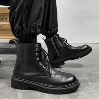 枫述马丁靴男鞋冬季加绒保暖高帮二棉鞋男东北工装雪地靴男士休闲皮靴