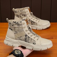 枫述马丁靴男鞋冬季高帮英伦风迷彩作战训靴军工沙漠靴子工装潮鞋