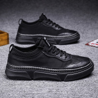 枫述春季防水防滑厨师男鞋透气防臭厨房专用休闲皮鞋上班工作黑色潮鞋