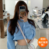 枫述chic港味超短款无帽套头爵士舞卫衣少女感宽松慵懒韩版潮ins上衣