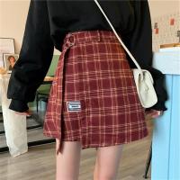 枫述港味复古jk格子短裙女百搭大码胖mm显瘦裤裙包臀a字半身裙子ins潮