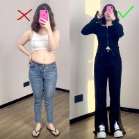 枫述适合胯宽腿粗大码开叉阔腿牛仔裤女直筒宽松百搭胖mm显瘦垂感长裤