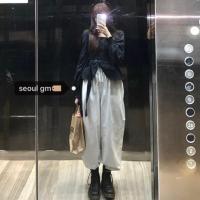 枫述SUGAR韩国ins暗黑宫廷风方领绑带衬衫+日式慵懒清爽白色阔腿裤女