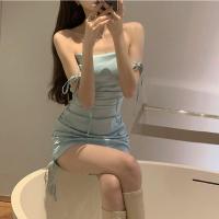枫述SUGAR~实拍款 实价!神仙高光性感褶皱修身吊带连衣裙6075#