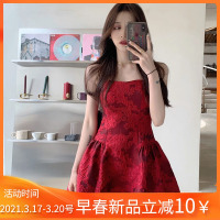 枫述法式复古提花抹胸裙大码胖mm设计感一字肩减龄时髦显瘦气质连衣裙