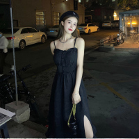 枫述白色吊带裙2021年春夏新款大码设计感小众胖妹妹开叉显瘦仙女裙潮