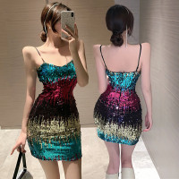 枫述2021年新款气质蹦迪亮片吊带裙性感裙子女士外穿包臀紧身连衣裙