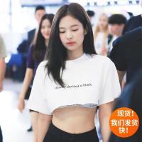 枫述jennie金智妮同款超短爵士跳舞上衣辣妹风少女感穿搭露肚脐T恤ins