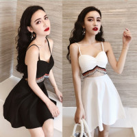 枫述夜场工作服装女性感显瘦气质低胸吊带漏肚脐连衣裙小姐夜店大摆裙