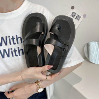 枫述韩版休闲拖鞋厚底松糕外穿夹脚网红人字拖百搭ins女纯色夹趾凉拖